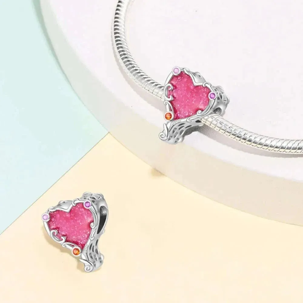 Pink Coquette Heart Charm