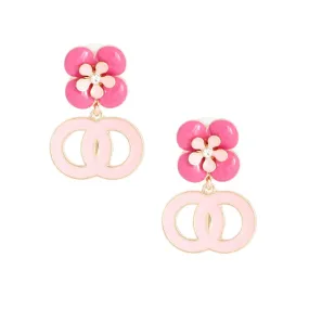 Pink Infinity Earrings with Flower Studs Sweet Statement