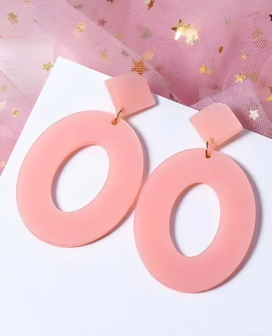 Pink Teardrop Resin Earrings