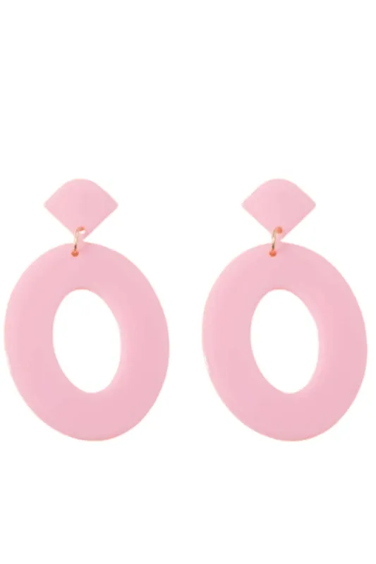 Pink Teardrop Resin Earrings