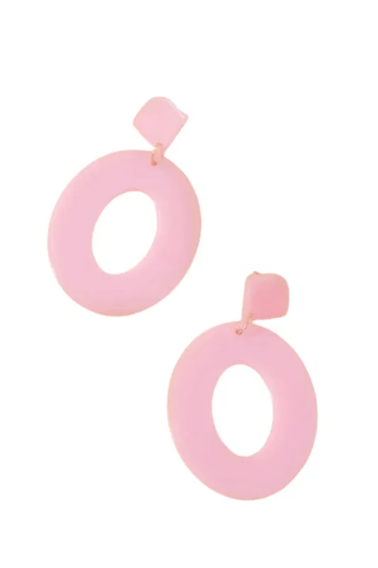 Pink Teardrop Resin Earrings