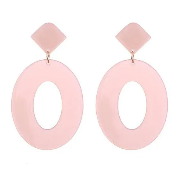 Pink Teardrop Resin Earrings