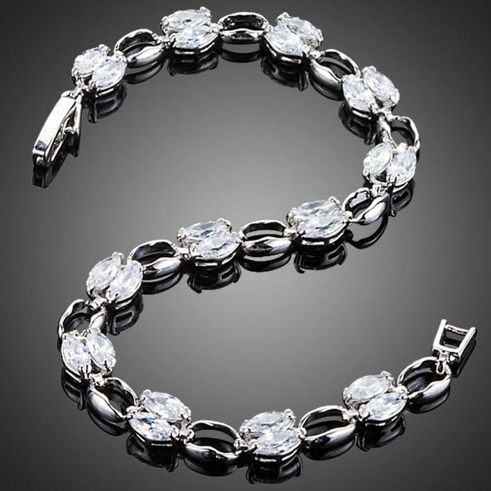 Platinum Plated Toggle Clasp Bracelet