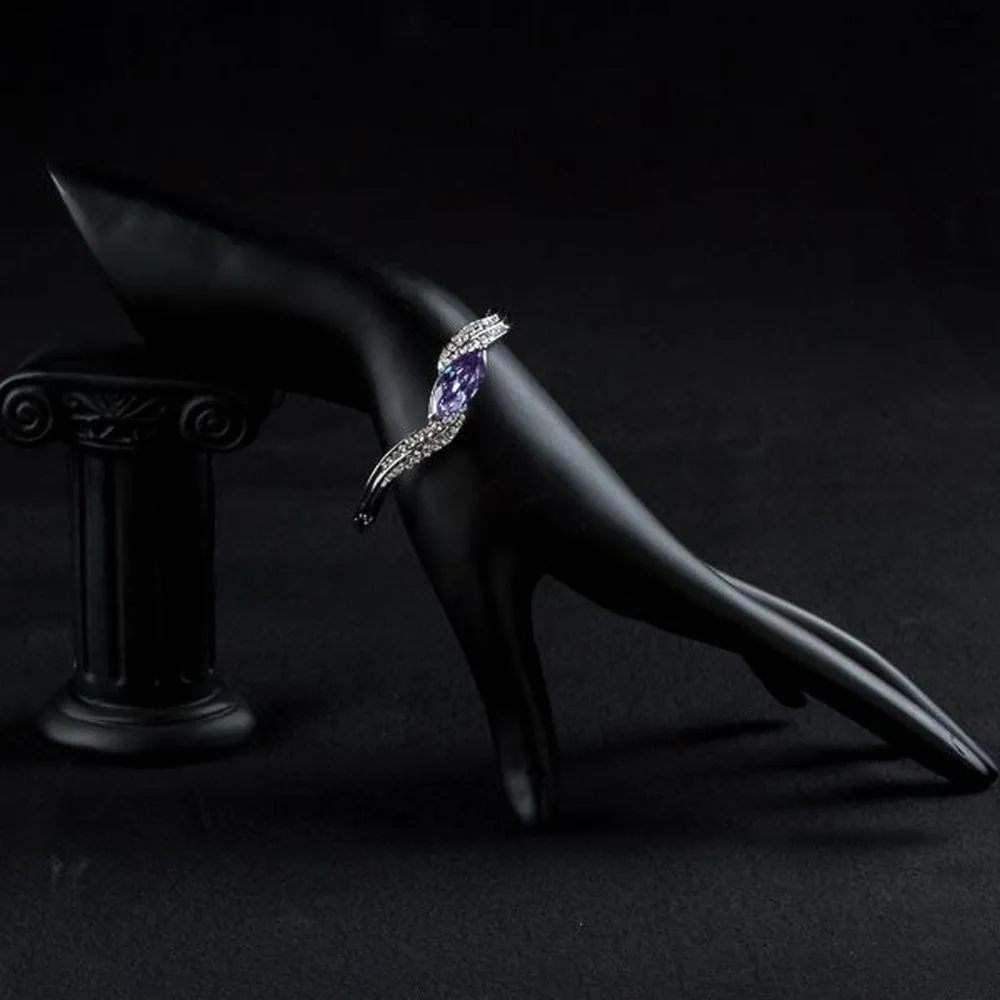 Purple Leaf Diamante Bangle Bracelet