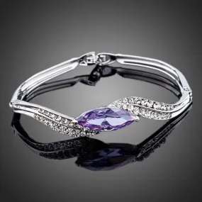 Purple Leaf Diamante Bangle Bracelet