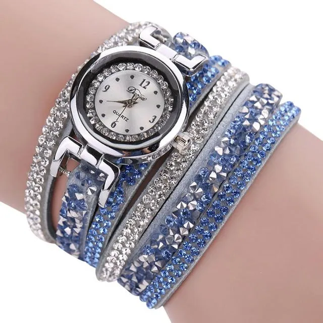 Retro Diamonds Bracelet Watch Women Fashion Leather Wrap Dress Watches Ladies Luxury Design Quartz Wrist Watch Relogio Reloj #JO