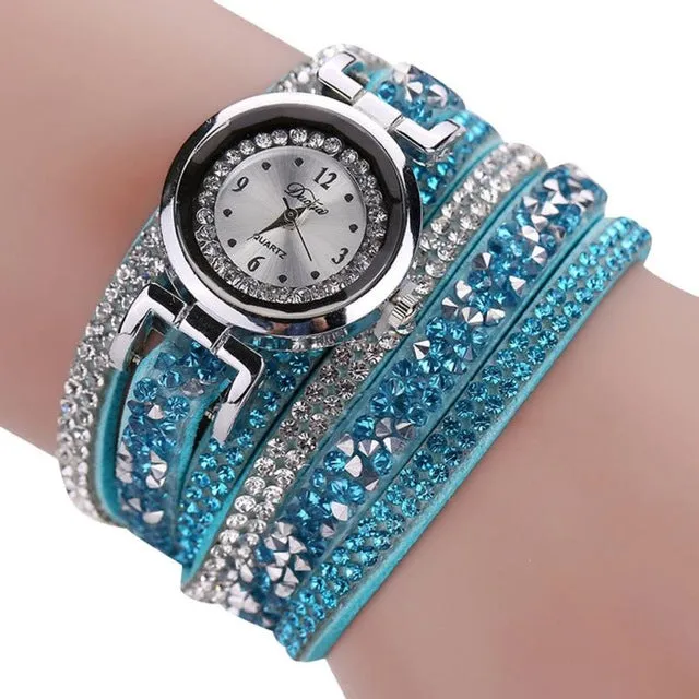 Retro Diamonds Bracelet Watch Women Fashion Leather Wrap Dress Watches Ladies Luxury Design Quartz Wrist Watch Relogio Reloj #JO