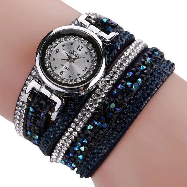 Retro Diamonds Bracelet Watch Women Fashion Leather Wrap Dress Watches Ladies Luxury Design Quartz Wrist Watch Relogio Reloj #JO