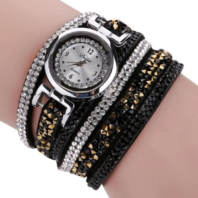 Retro Diamonds Bracelet Watch Women Fashion Leather Wrap Dress Watches Ladies Luxury Design Quartz Wrist Watch Relogio Reloj #JO