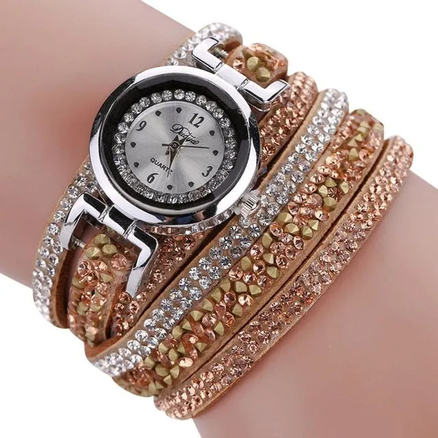 Retro Diamonds Bracelet Watch Women Fashion Leather Wrap Dress Watches Ladies Luxury Design Quartz Wrist Watch Relogio Reloj #JO