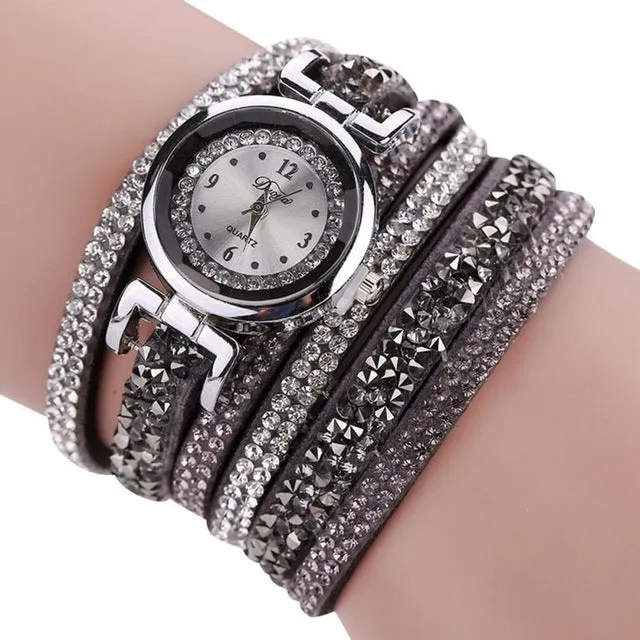 Retro Diamonds Bracelet Watch Women Fashion Leather Wrap Dress Watches Ladies Luxury Design Quartz Wrist Watch Relogio Reloj #JO
