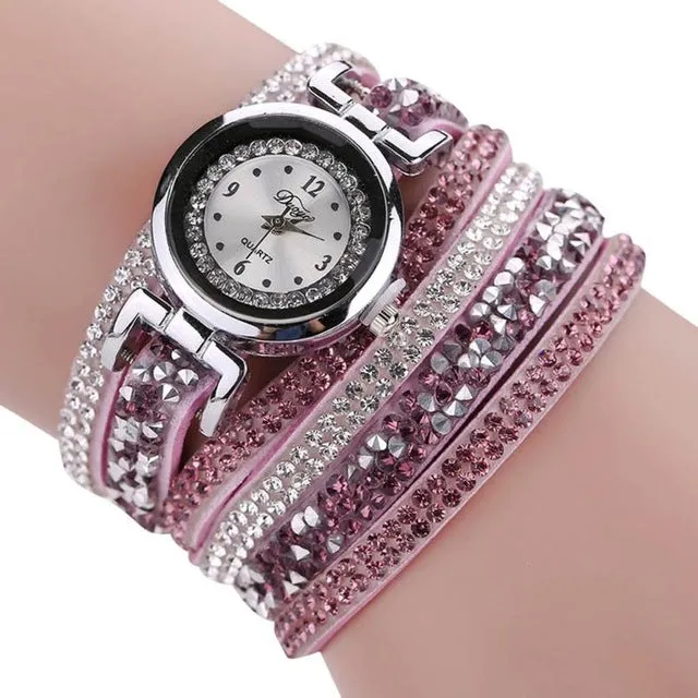 Retro Diamonds Bracelet Watch Women Fashion Leather Wrap Dress Watches Ladies Luxury Design Quartz Wrist Watch Relogio Reloj #JO