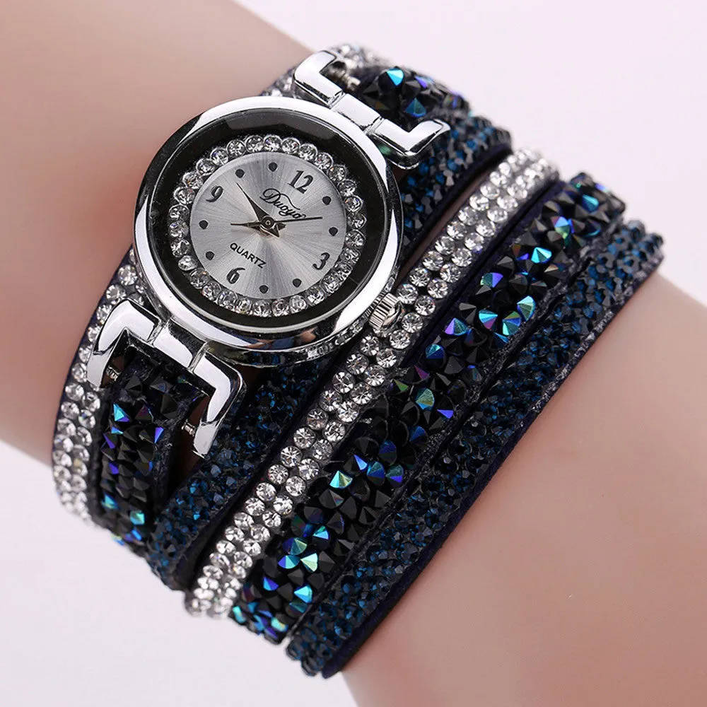 Retro Diamonds Bracelet Watch Women Fashion Leather Wrap Dress Watches Ladies Luxury Design Quartz Wrist Watch Relogio Reloj #JO