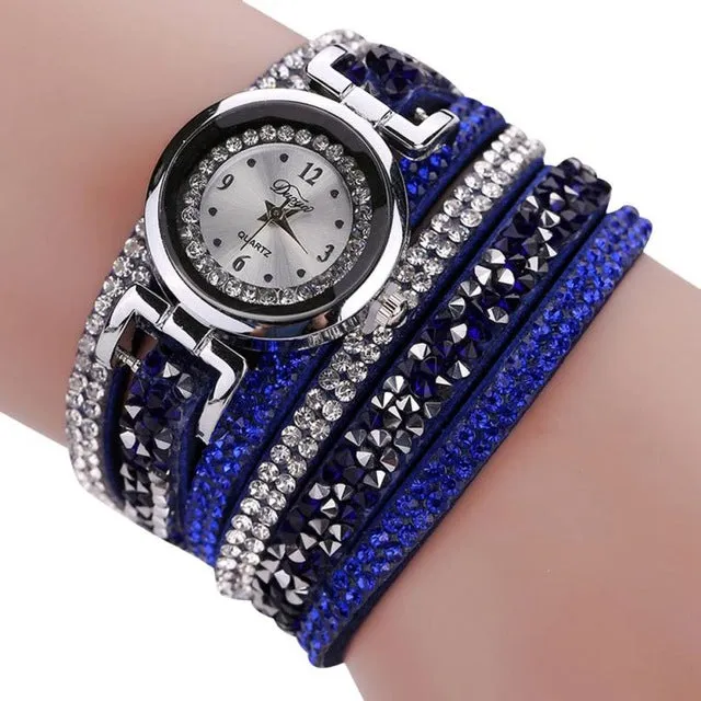 Retro Diamonds Bracelet Watch Women Fashion Leather Wrap Dress Watches Ladies Luxury Design Quartz Wrist Watch Relogio Reloj #JO