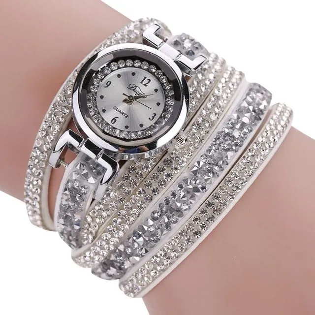Retro Diamonds Bracelet Watch Women Fashion Leather Wrap Dress Watches Ladies Luxury Design Quartz Wrist Watch Relogio Reloj #JO