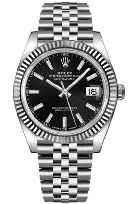 rolex datejust 41 black dial men's watch 126334-0018