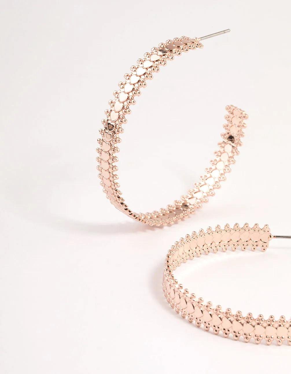 Rose Gold Stamp Hoop Earrings 40mm