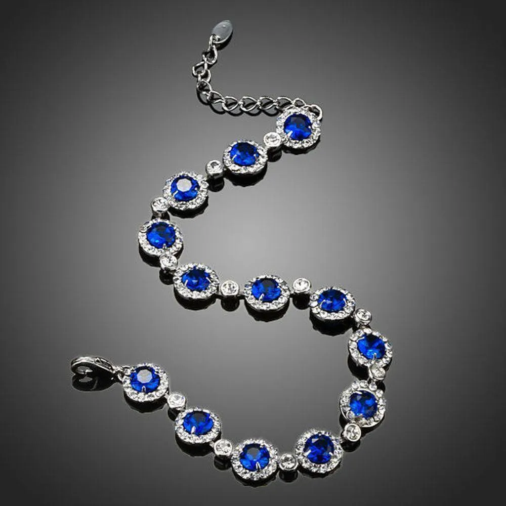 Round Blue CZ Stone Bracelet