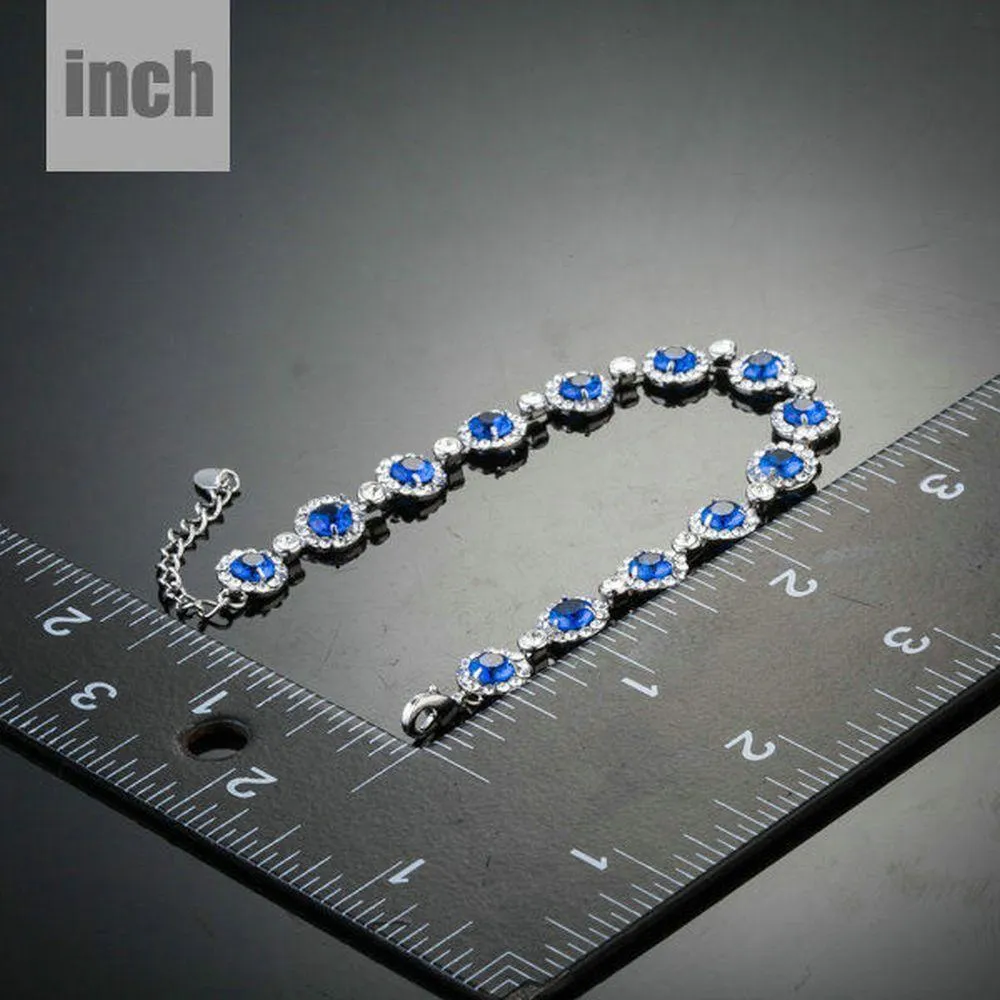 Round Blue CZ Stone Bracelet
