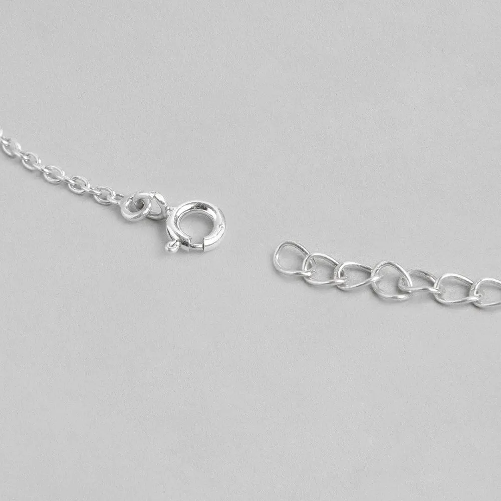 Silver 92.5 Minimal Zircon Studded Pendant And Chain