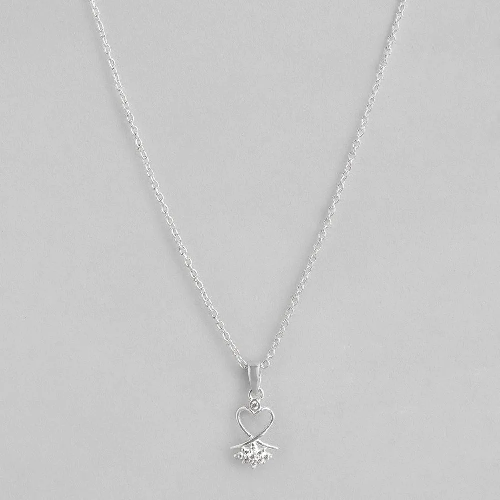 Silver 92.5 Minimal Zircon Studded Pendant And Chain