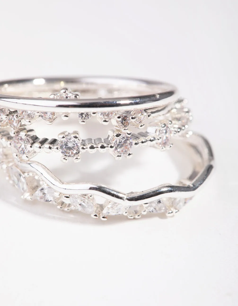Silver Delicate Bands 5-Pack Rings
