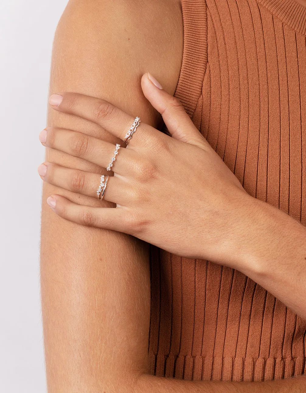 Silver Delicate Bands 5-Pack Rings