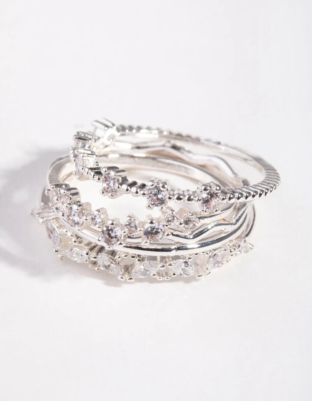 Silver Delicate Bands 5-Pack Rings