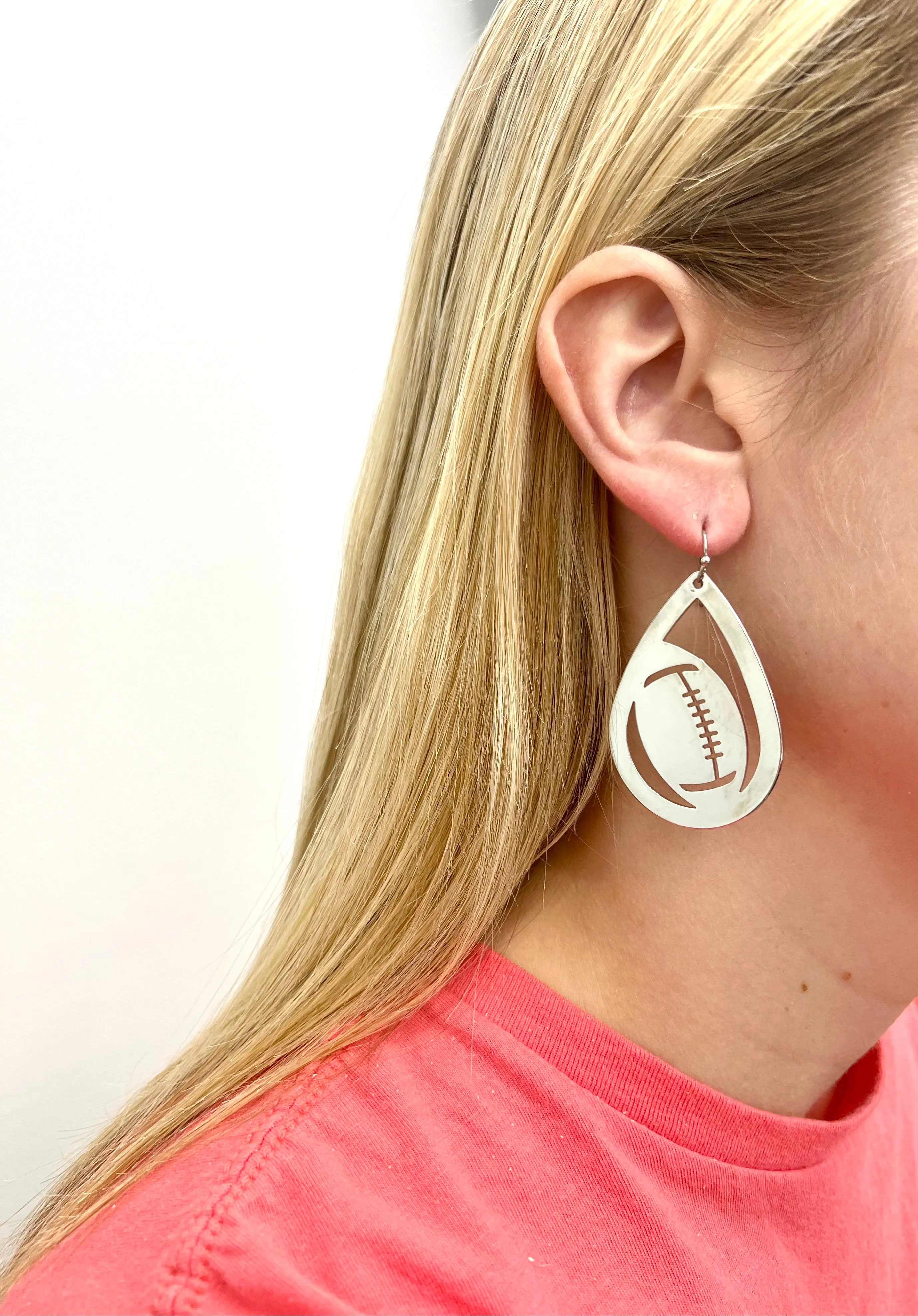 Silver Football Earrings
