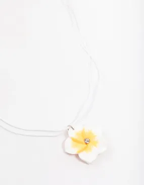 Silver Rope Diamante Frangipani Short Necklace