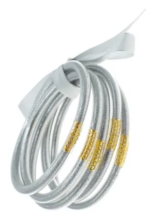 •Silver Sparkle Jelly Tube Bracelet 5pc Set