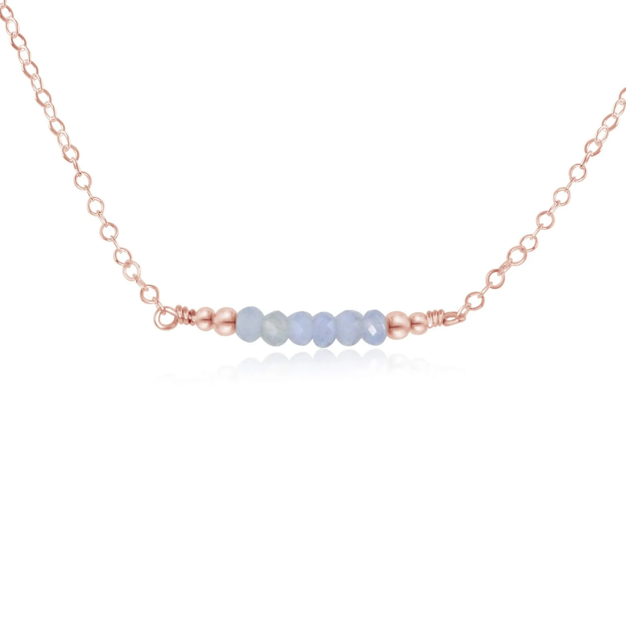 Sparkling Blue Lace Agate Faceted Bead Bar Necklace