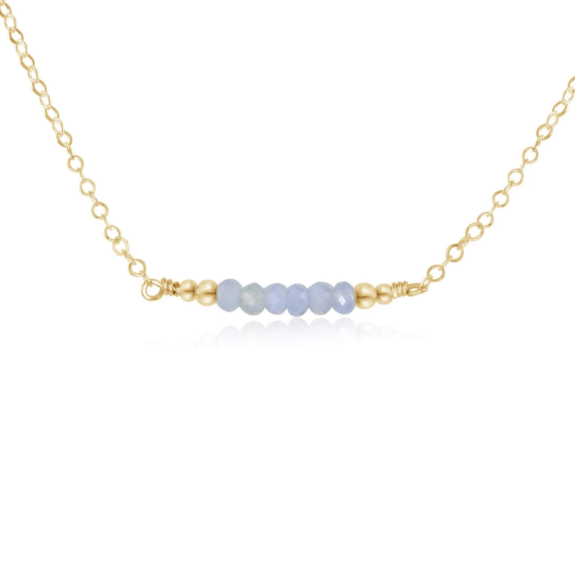 Sparkling Blue Lace Agate Faceted Bead Bar Necklace