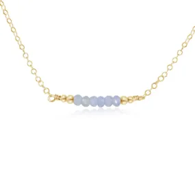 Sparkling Blue Lace Agate Faceted Bead Bar Necklace