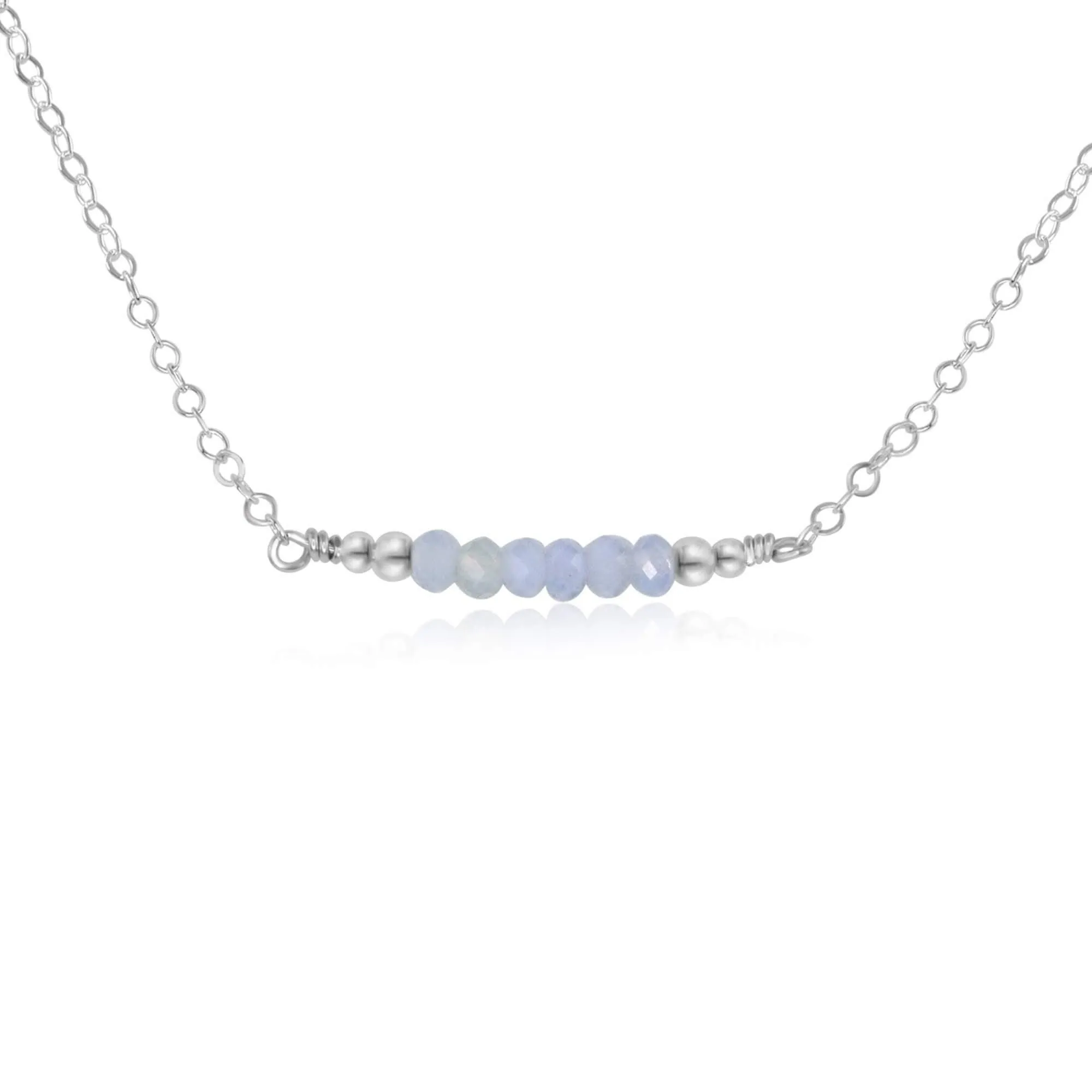 Sparkling Blue Lace Agate Faceted Bead Bar Necklace