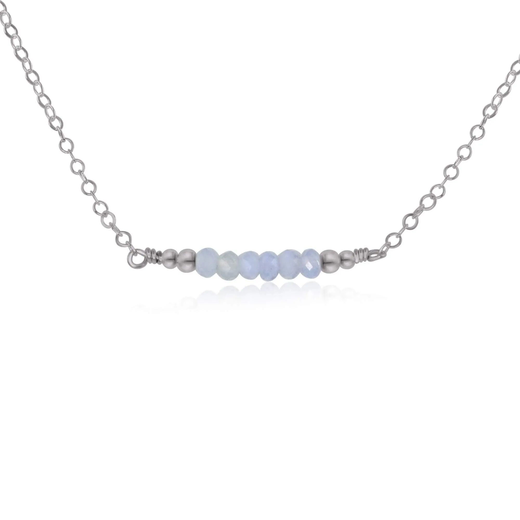 Sparkling Blue Lace Agate Faceted Bead Bar Necklace