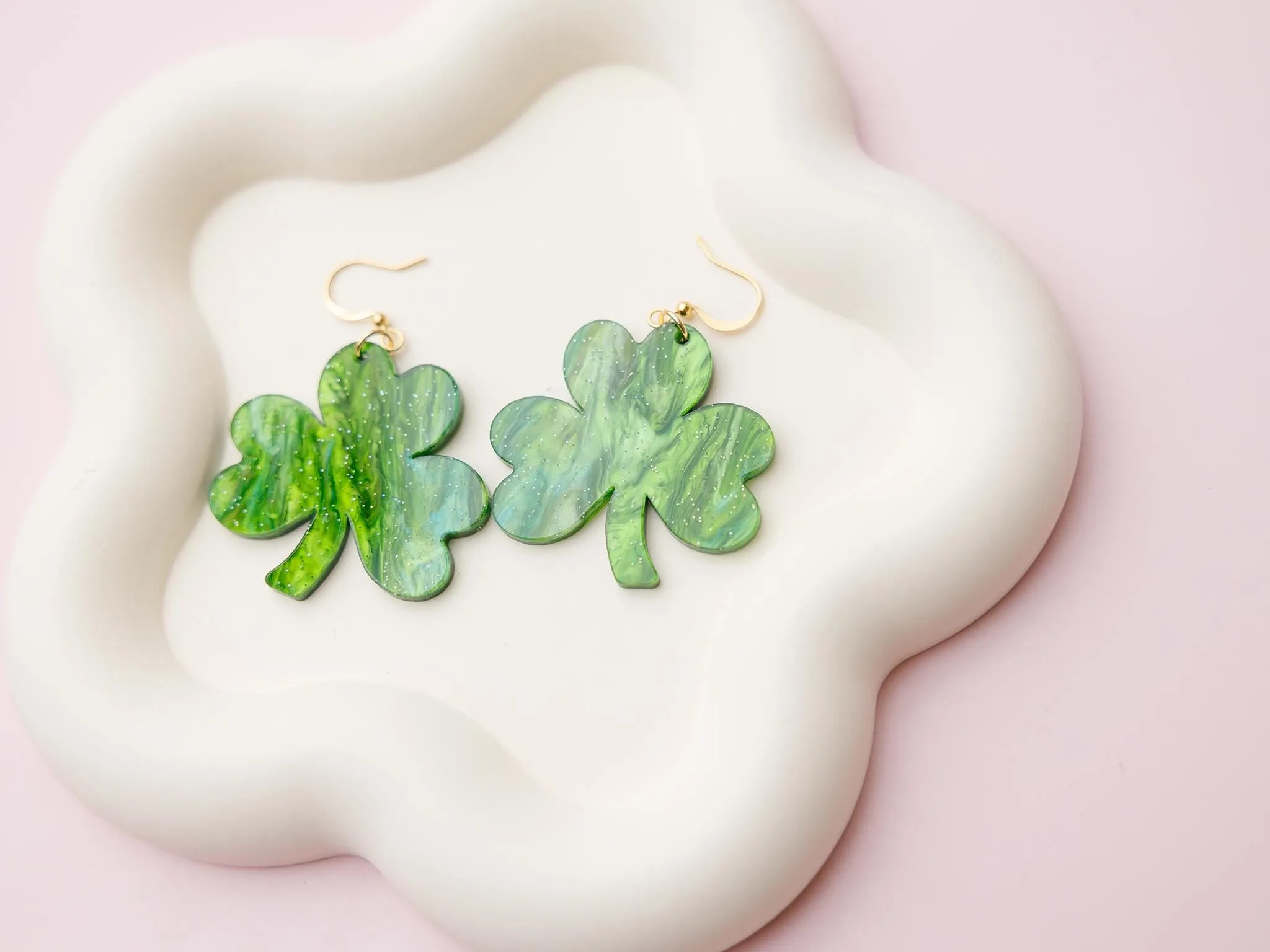 St. Patricks Day Clover Acrylic Earrings, St. Patricks Day Dangle Earrings, Earrings for girls, Trendy Accessories