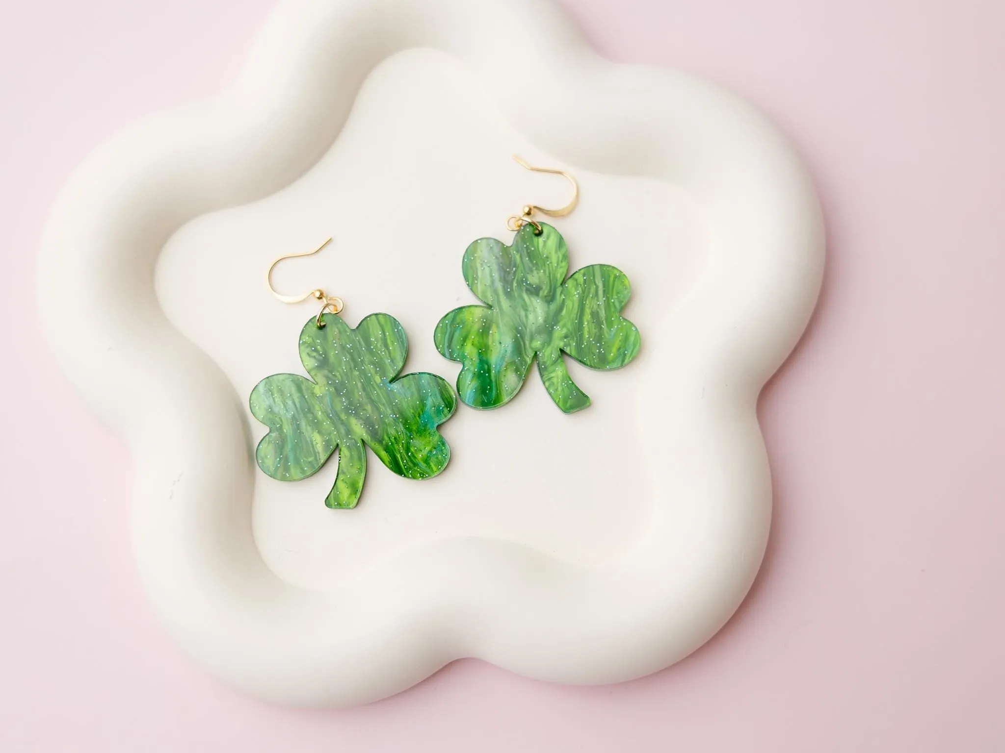 St. Patricks Day Clover Acrylic Earrings, St. Patricks Day Dangle Earrings, Earrings for girls, Trendy Accessories