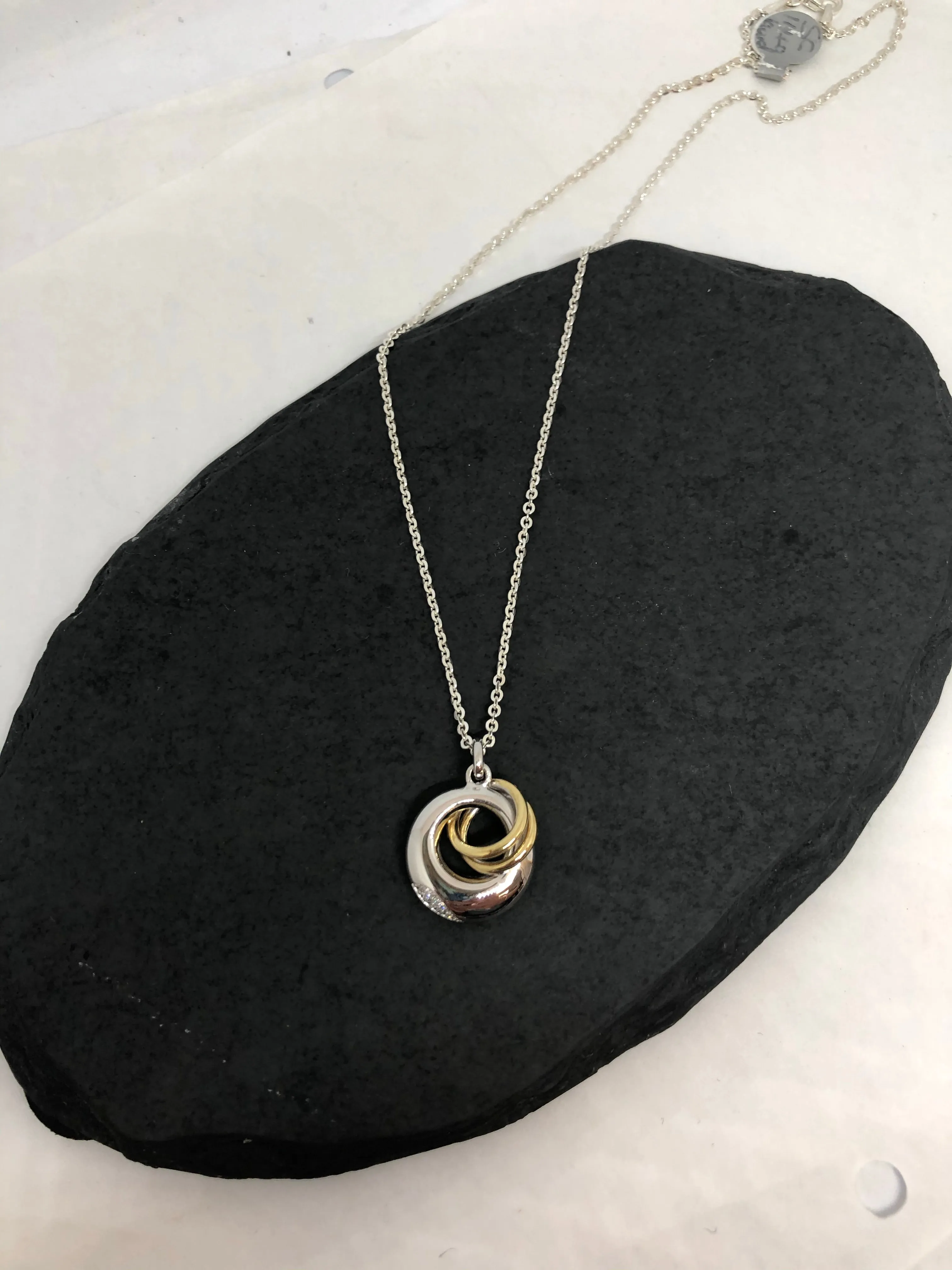 Sterling Silver and Gold plated pendant necklace with cubic zirconia