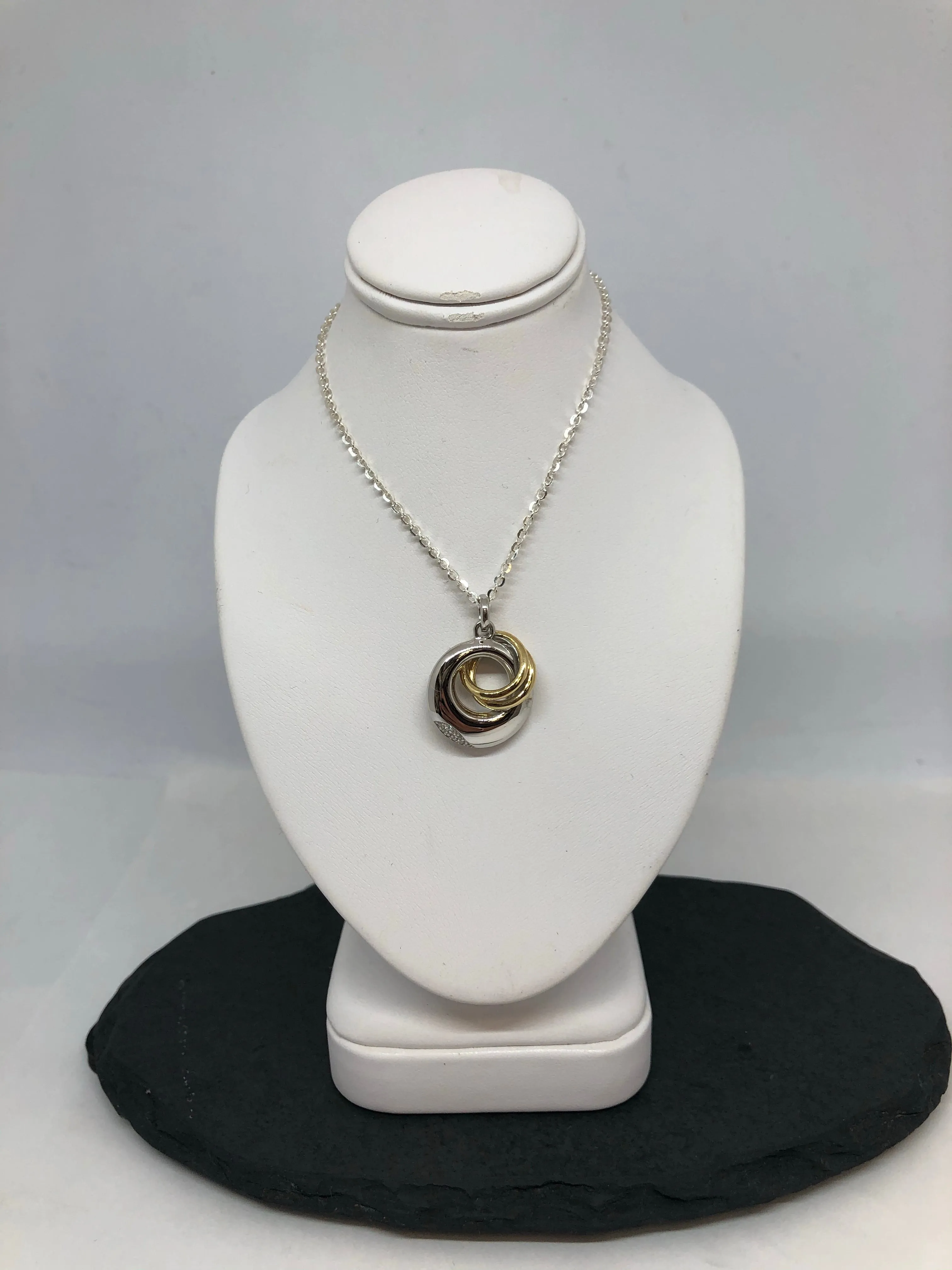 Sterling Silver and Gold plated pendant necklace with cubic zirconia