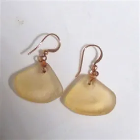 Sweet Peach Sea Glass & Copper Drop Earrings