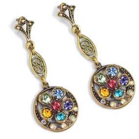 Sweet Romance Rainbow Flower Multi-Color Crystal Pierced Earrings
