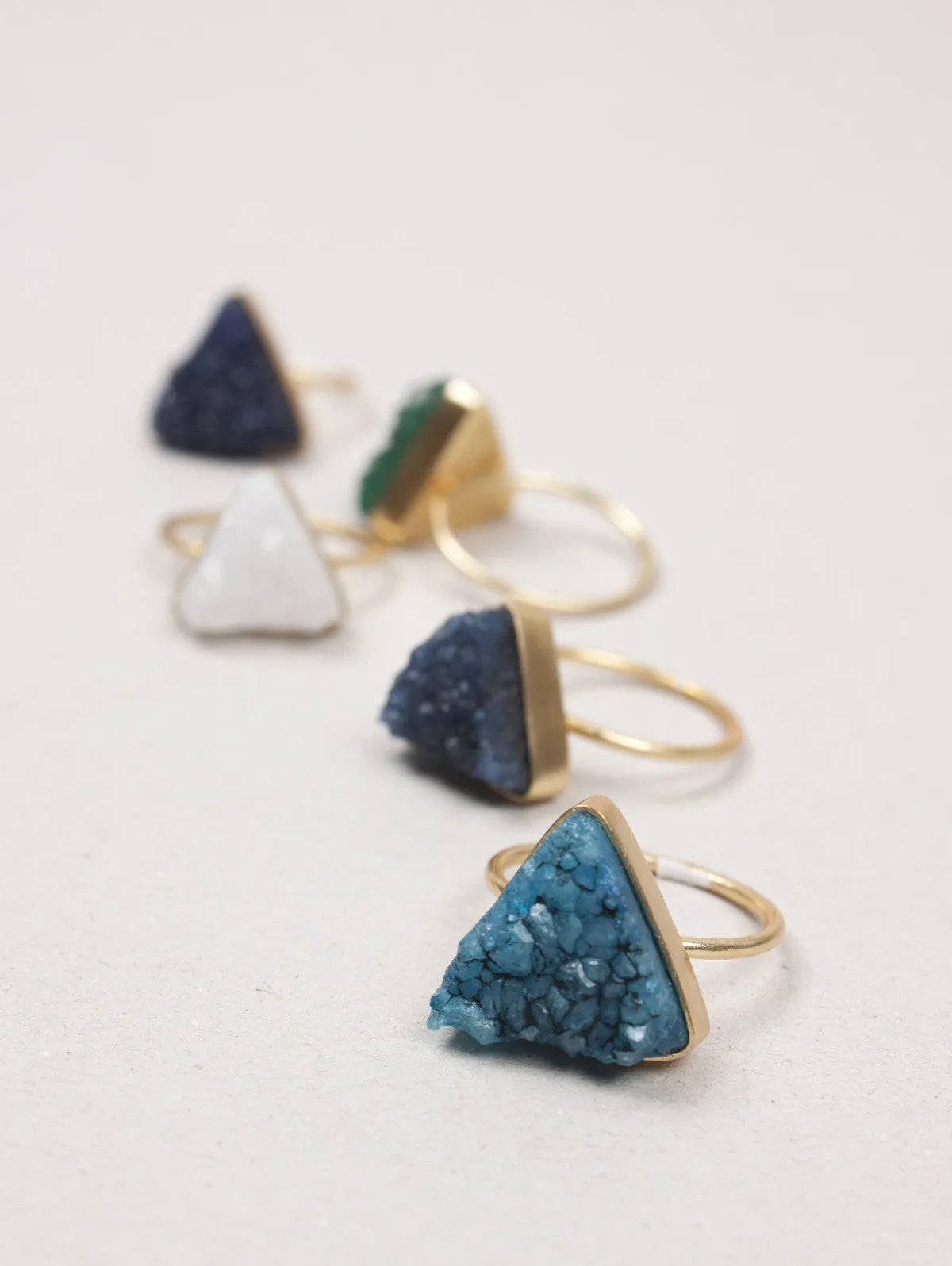Triangle Druzy Ring, Indigo