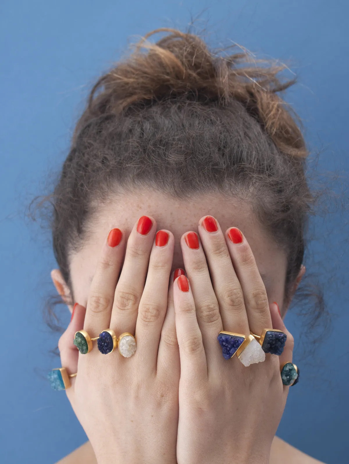 Triangle Druzy Ring, Indigo