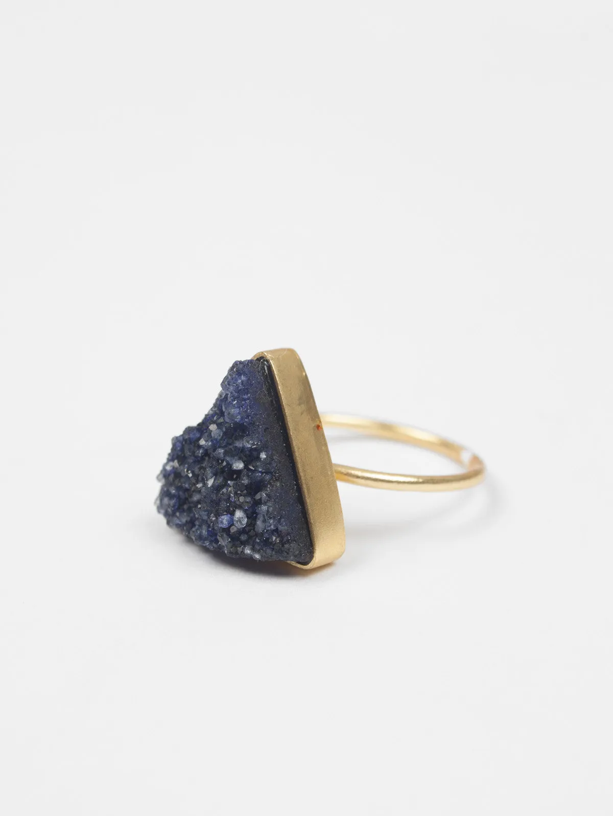 Triangle Druzy Ring, Indigo