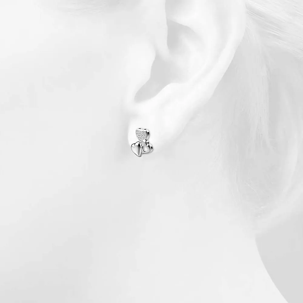 Trio Heart Stud Earrings Embellished With SWAROVSKI® Crystals