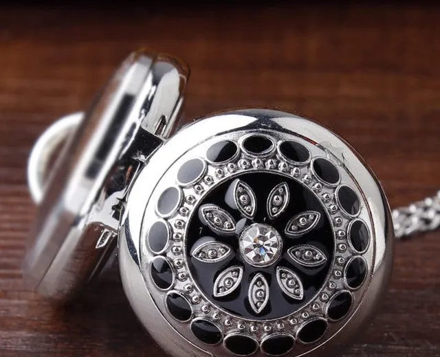Unisex Shinning Arabic Numerals Pendant Crystal Quartz Pocket Watch