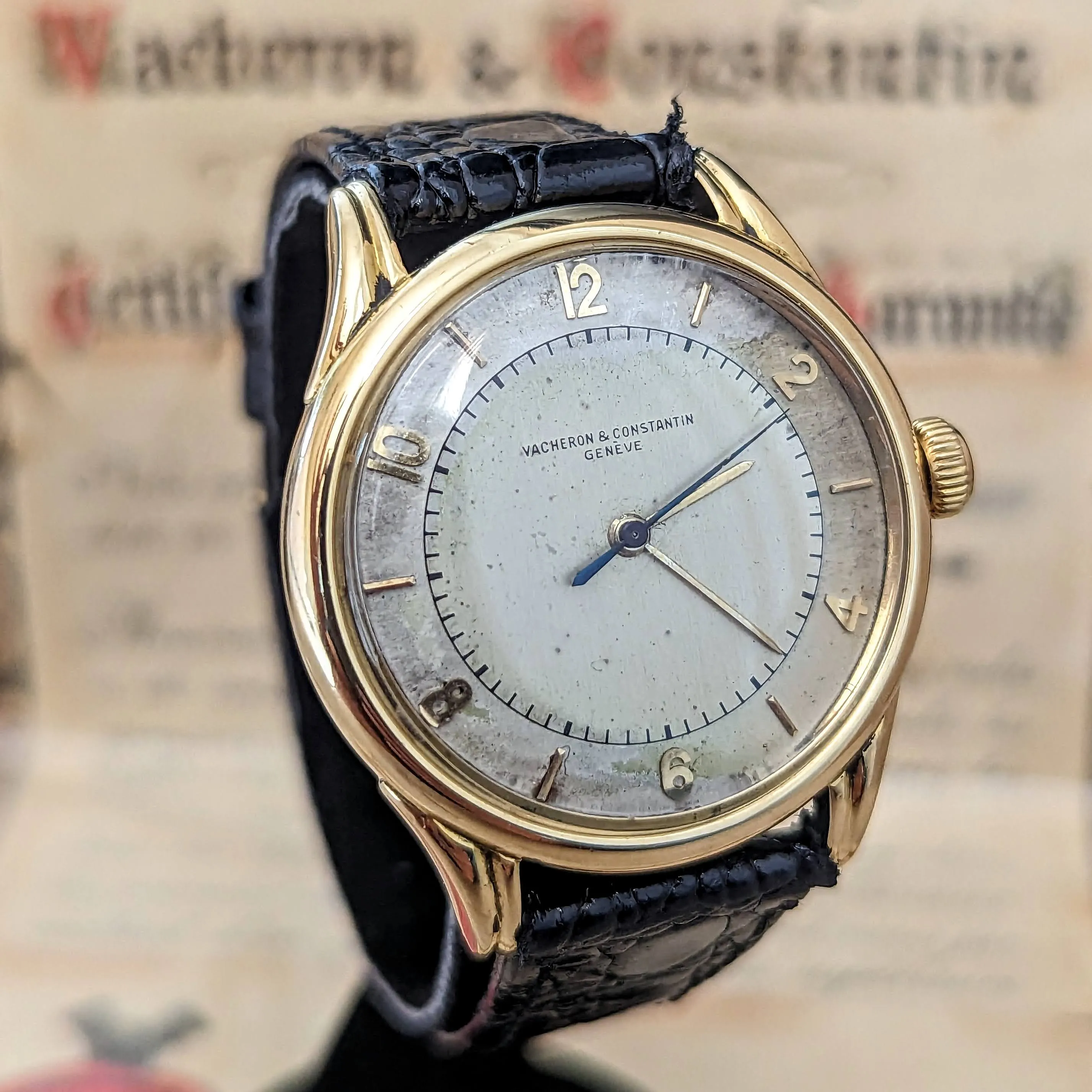 VACHERON & CONSTANTIN Geneve Wristwatch 18K GOLD Ref. 4466 Cal. 477/1 Bumper Automatic Watch - Box & Papers