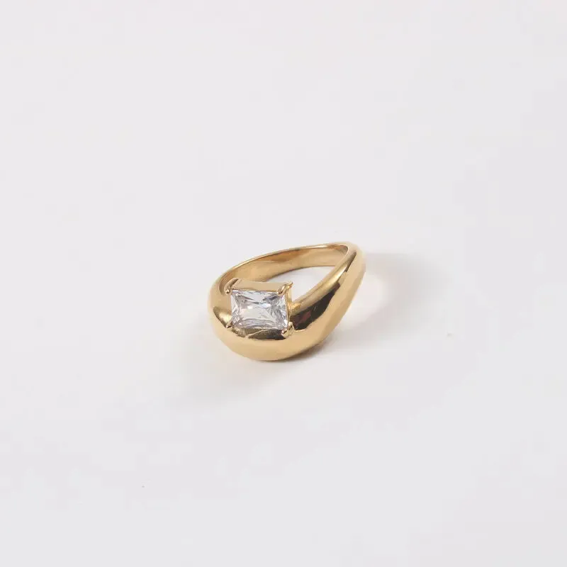 Vintage 18K Gold Plated Chunky Cambered Rings