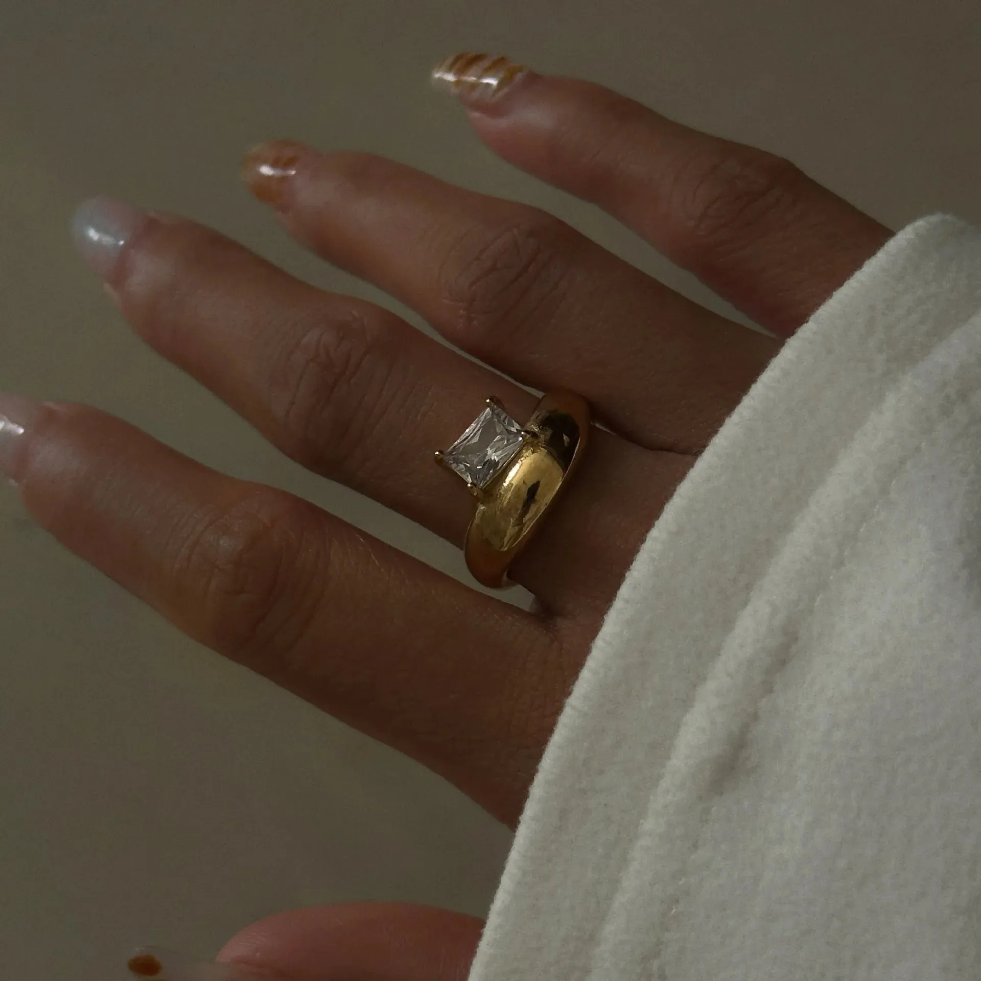 Vintage 18K Gold Plated Chunky Cambered Rings